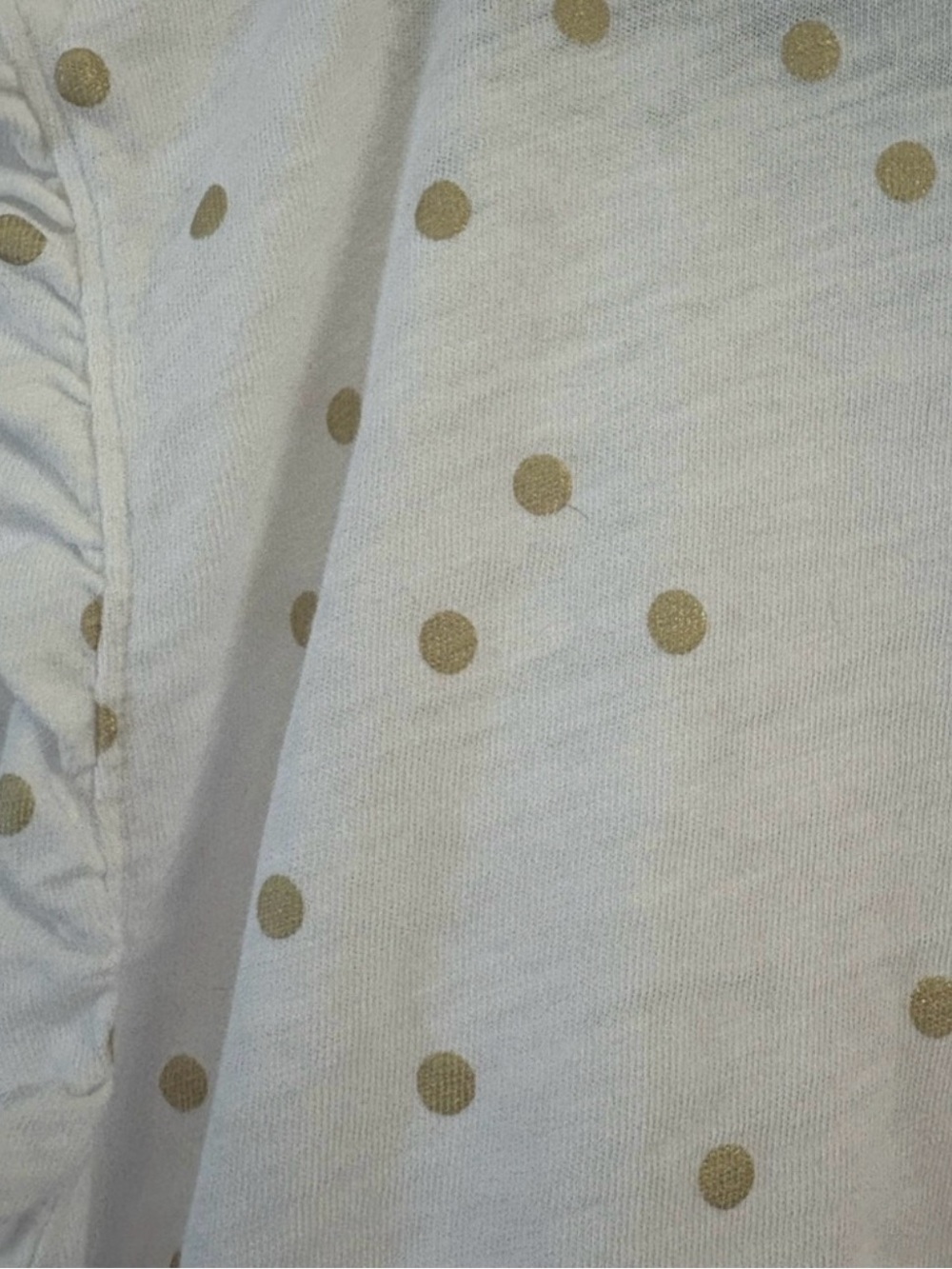 Boden Jersey Knit Polka Dot Gold White Dress Ruffle Short Sleeve Size 12R - Picture 3 of 7